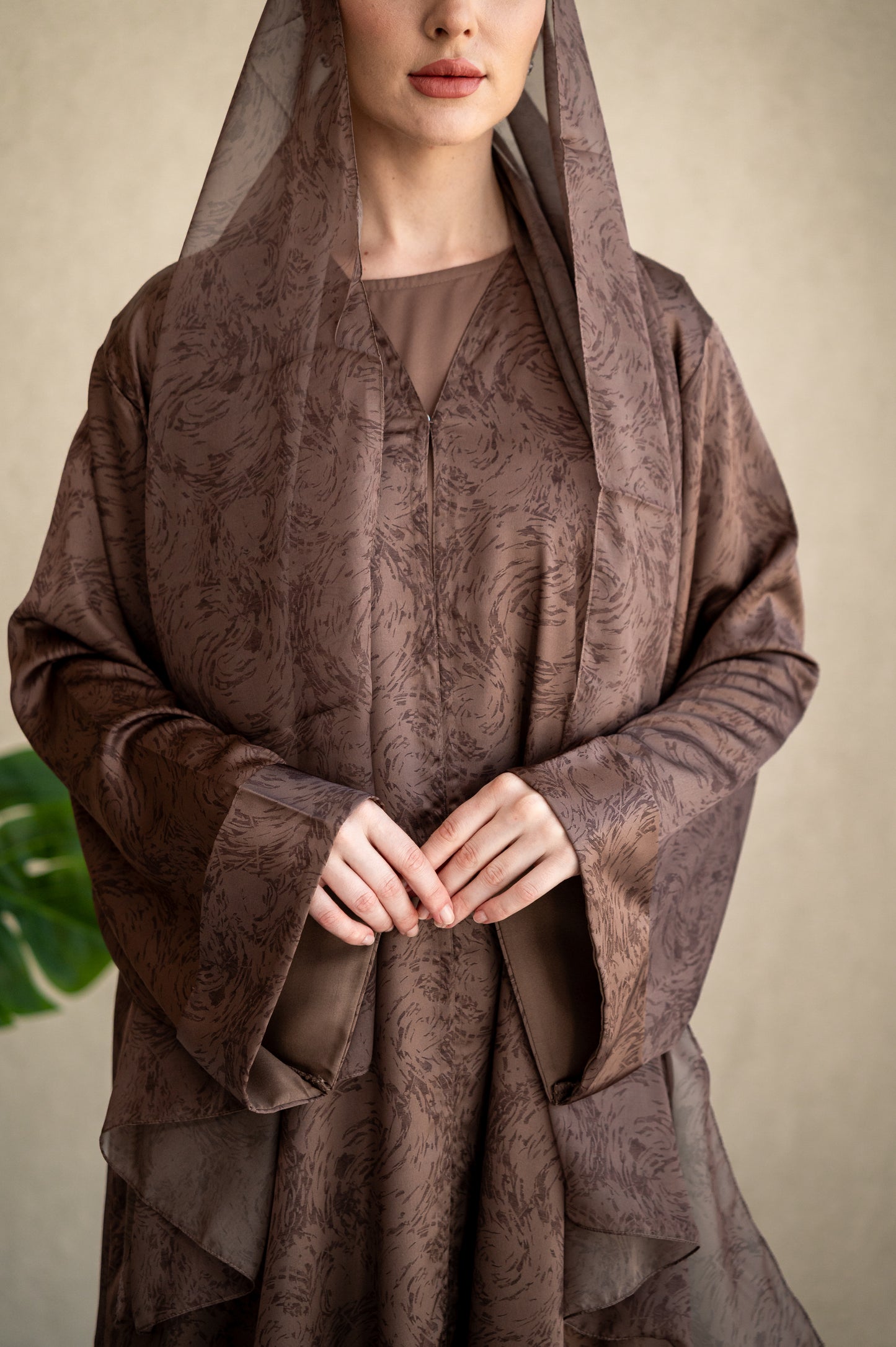 Mocha Swirl Silk Abaya