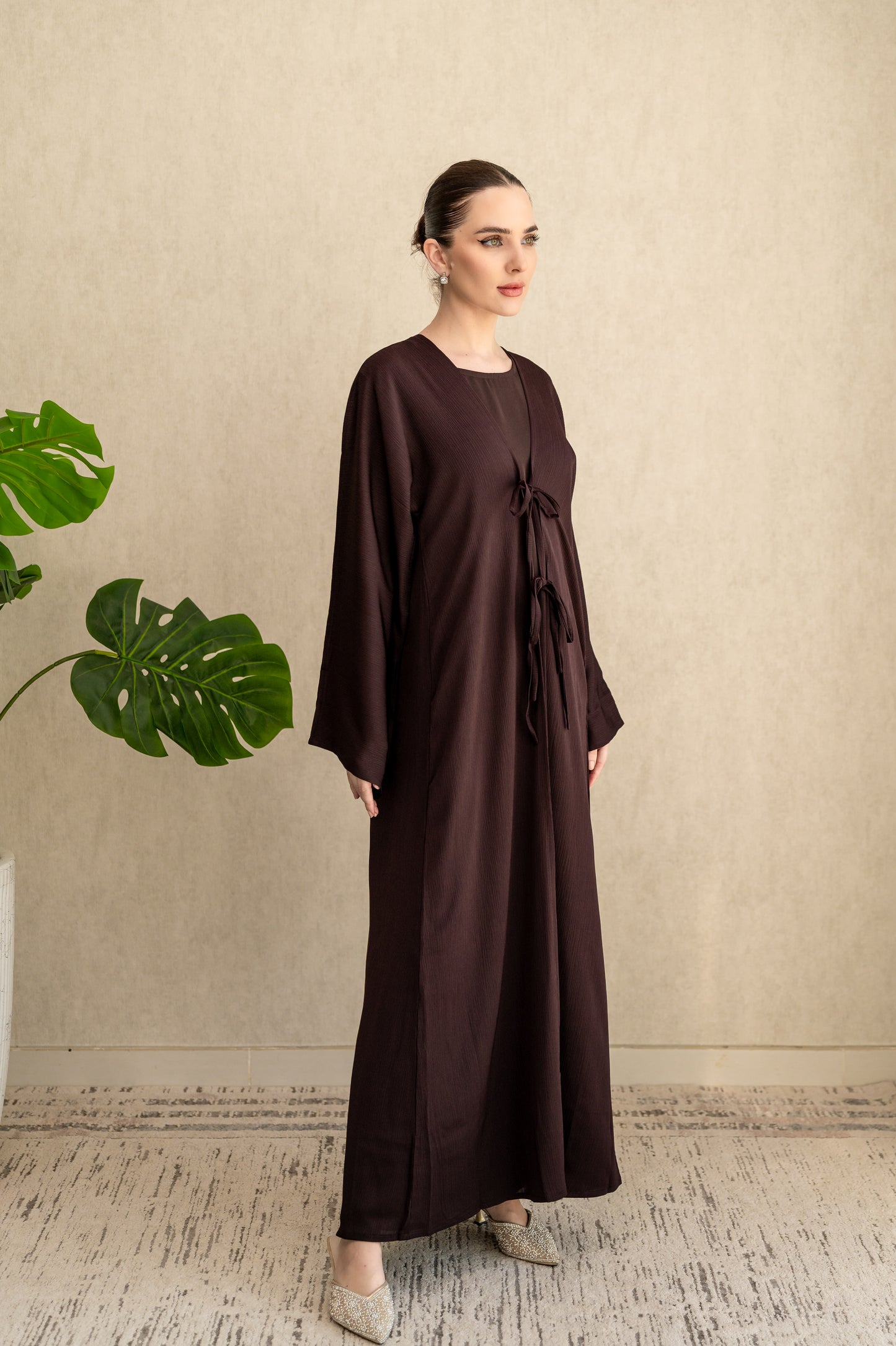 Bow-tie Cardigan abaya set