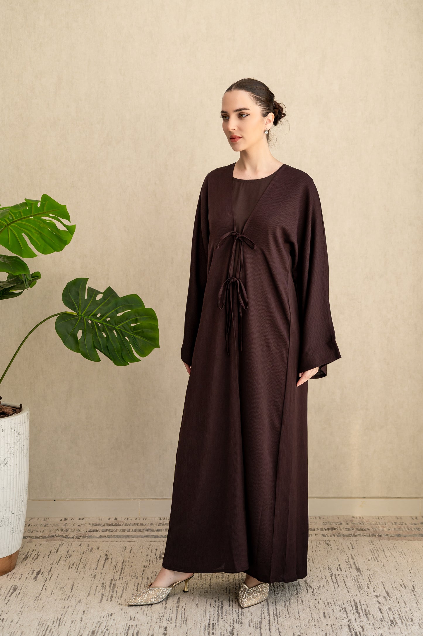 Bow-tie Cardigan abaya set