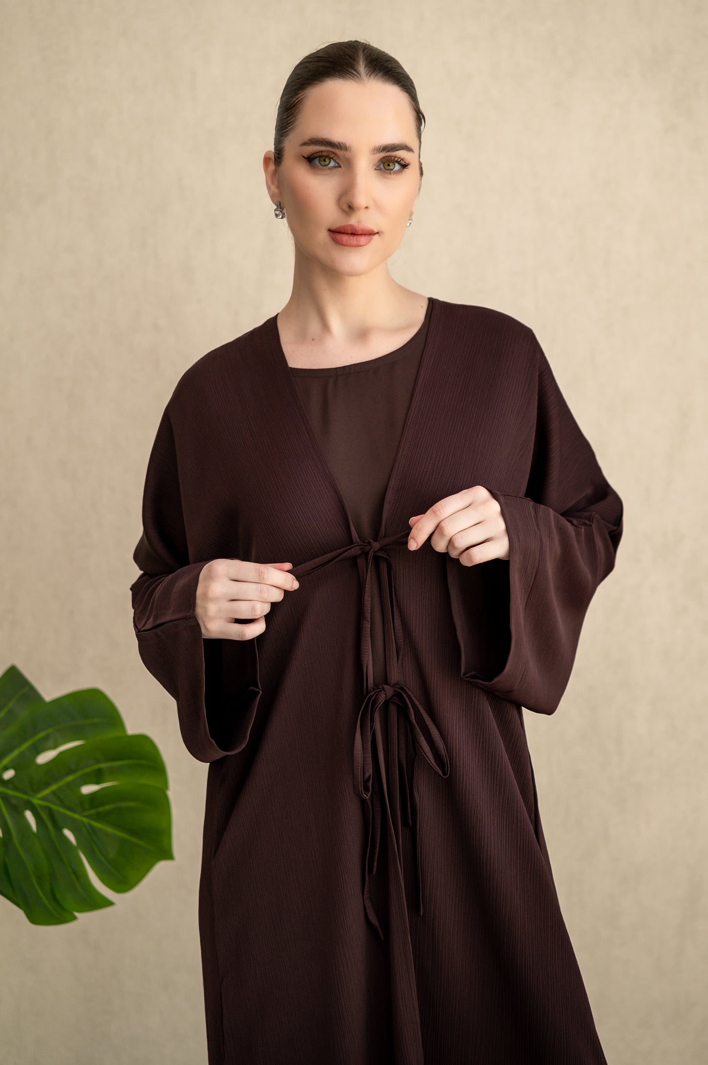 Bow-tie Cardigan abaya set