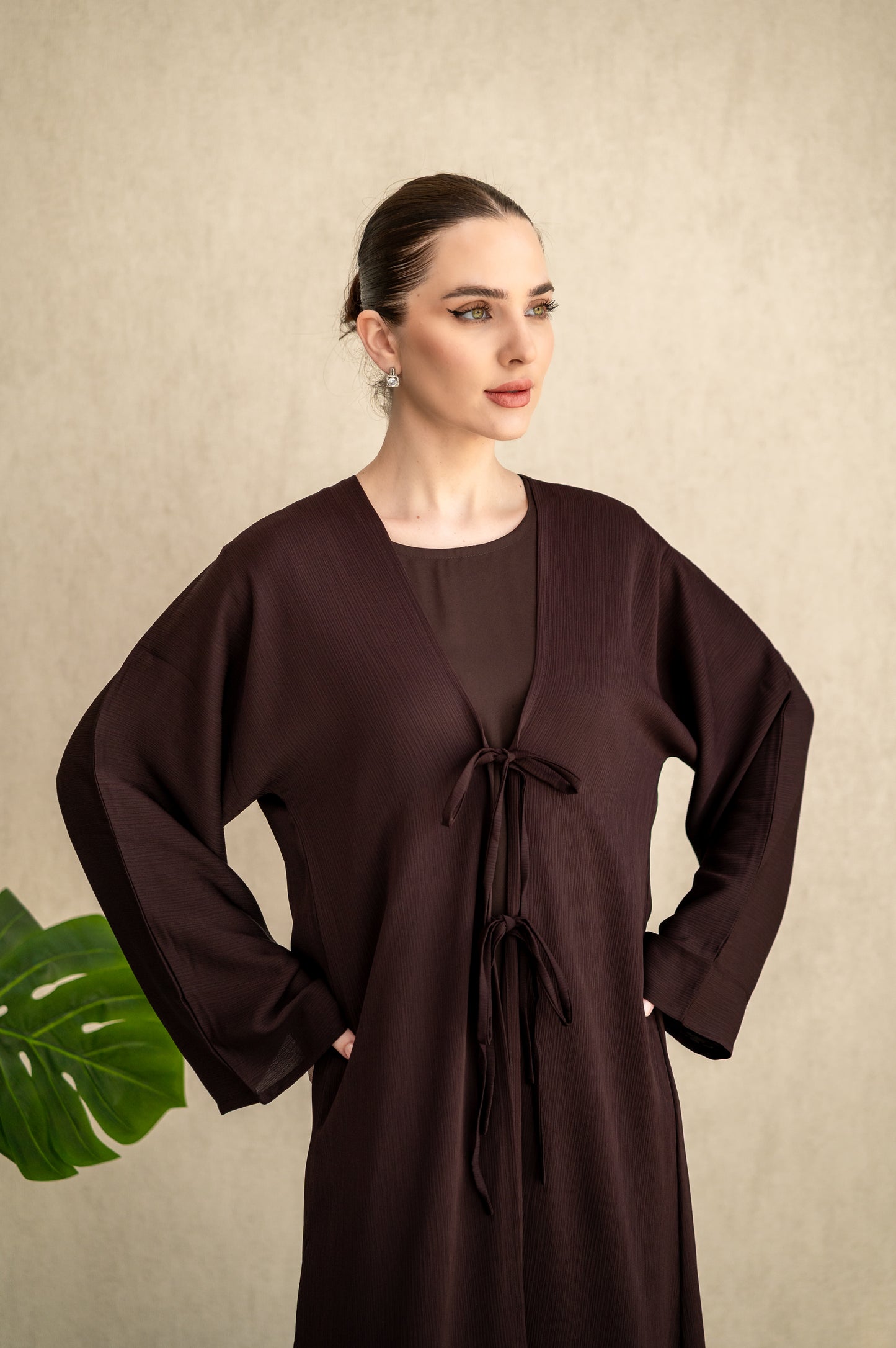Bow-tie Cardigan abaya set