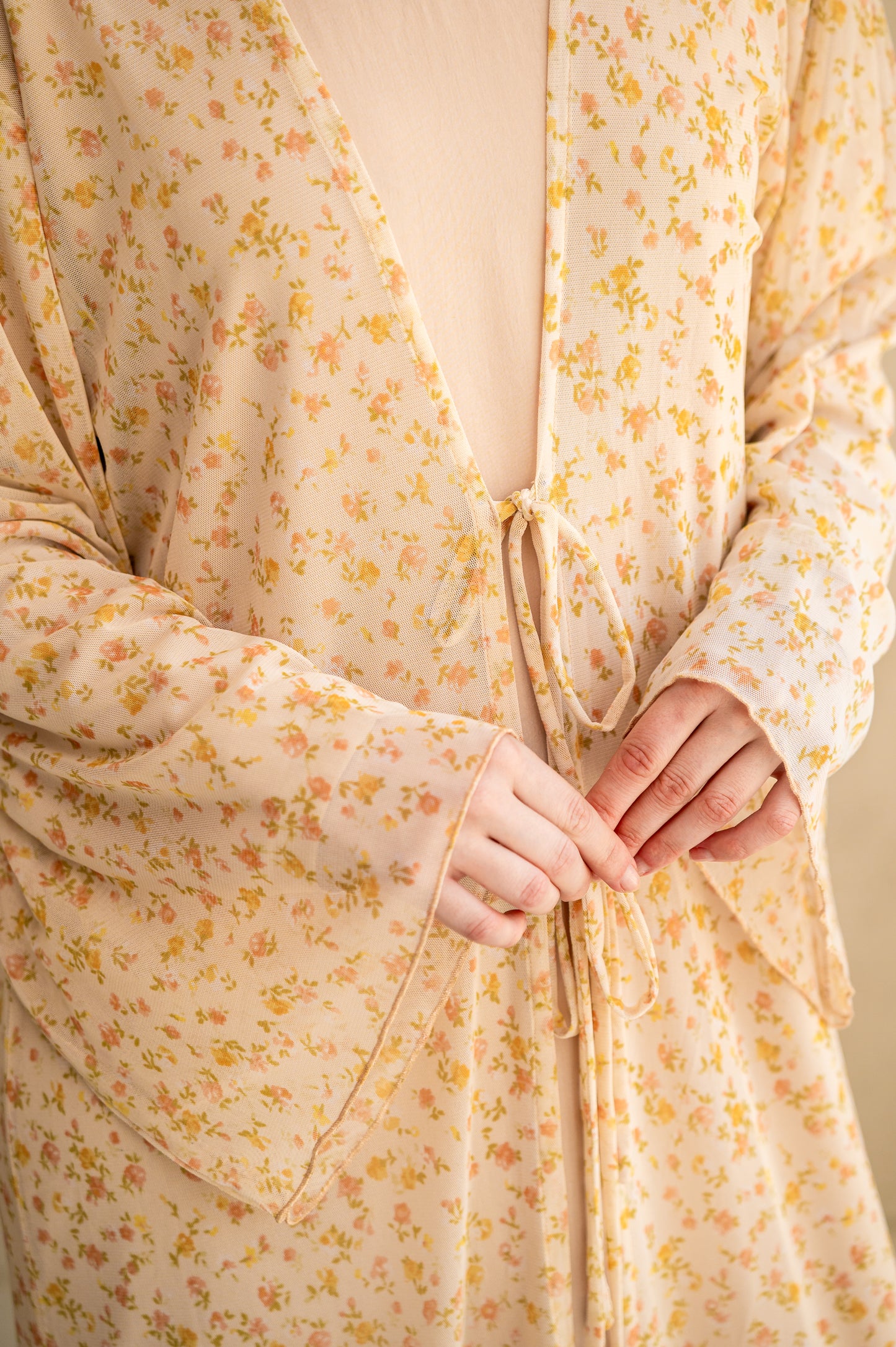Soft Bloom Tie-Front Abaya