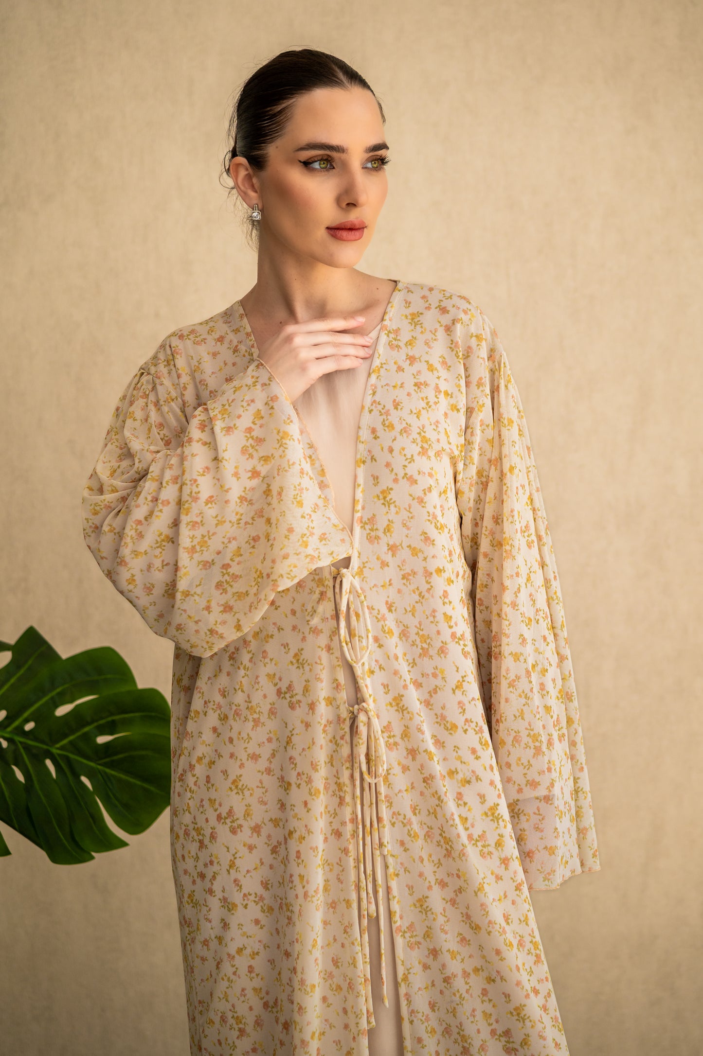 Soft Bloom Tie-Front Abaya