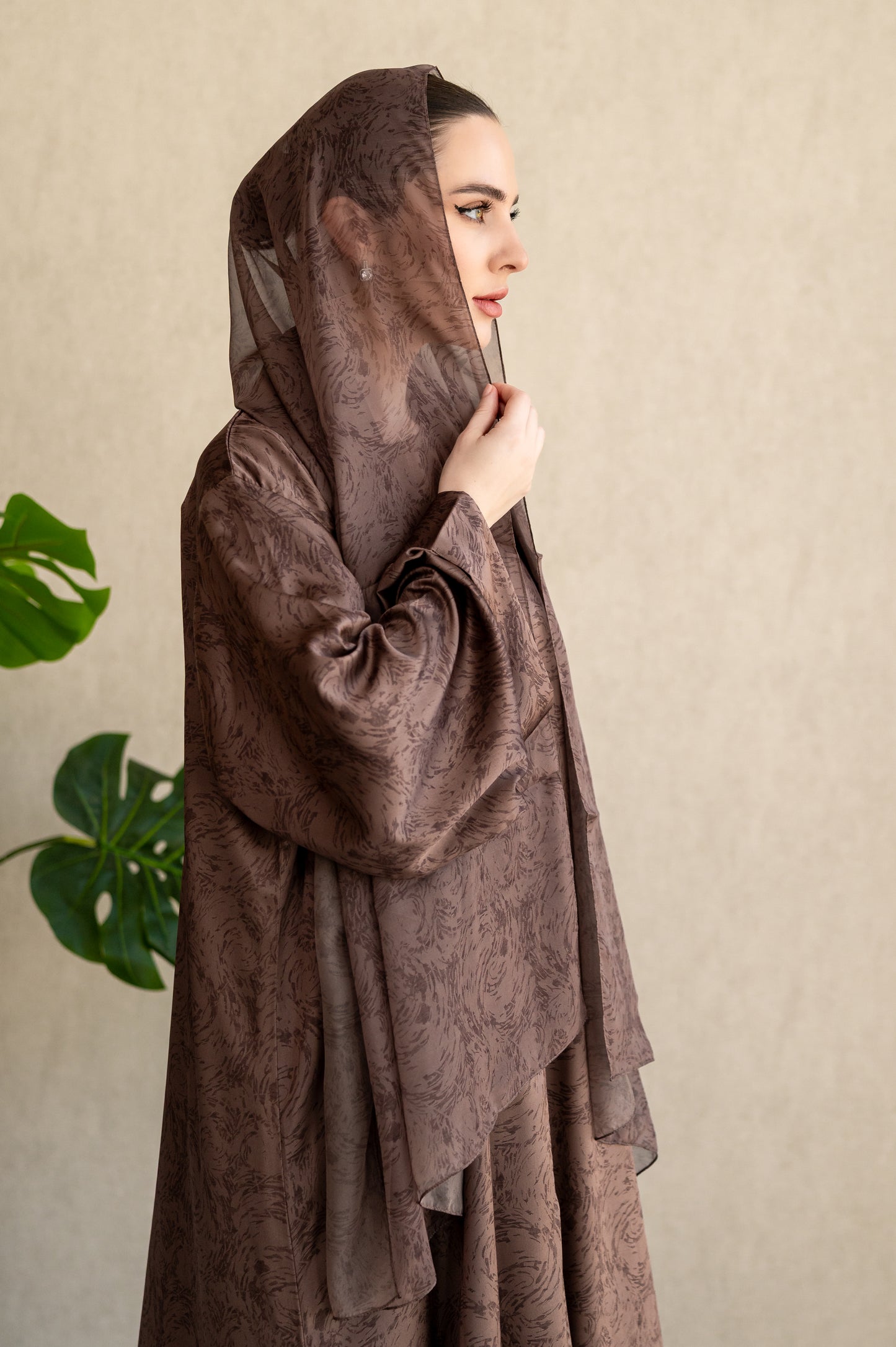 Mocha Swirl Silk Abaya