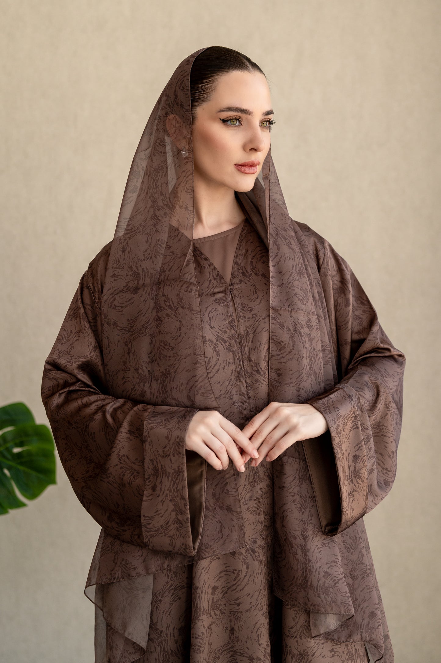 Mocha Swirl Silk Abaya