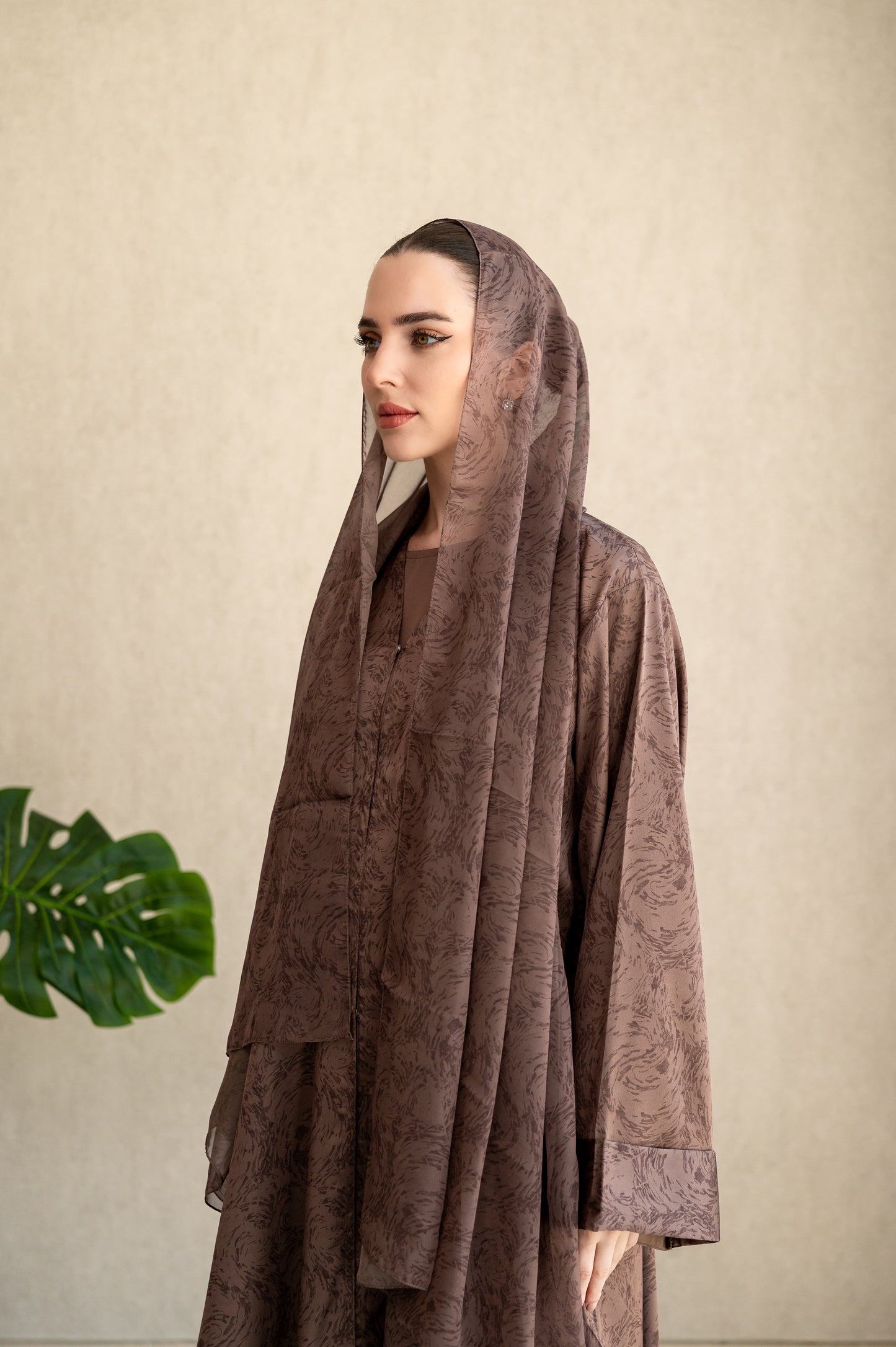 Mocha Swirl Silk Abaya