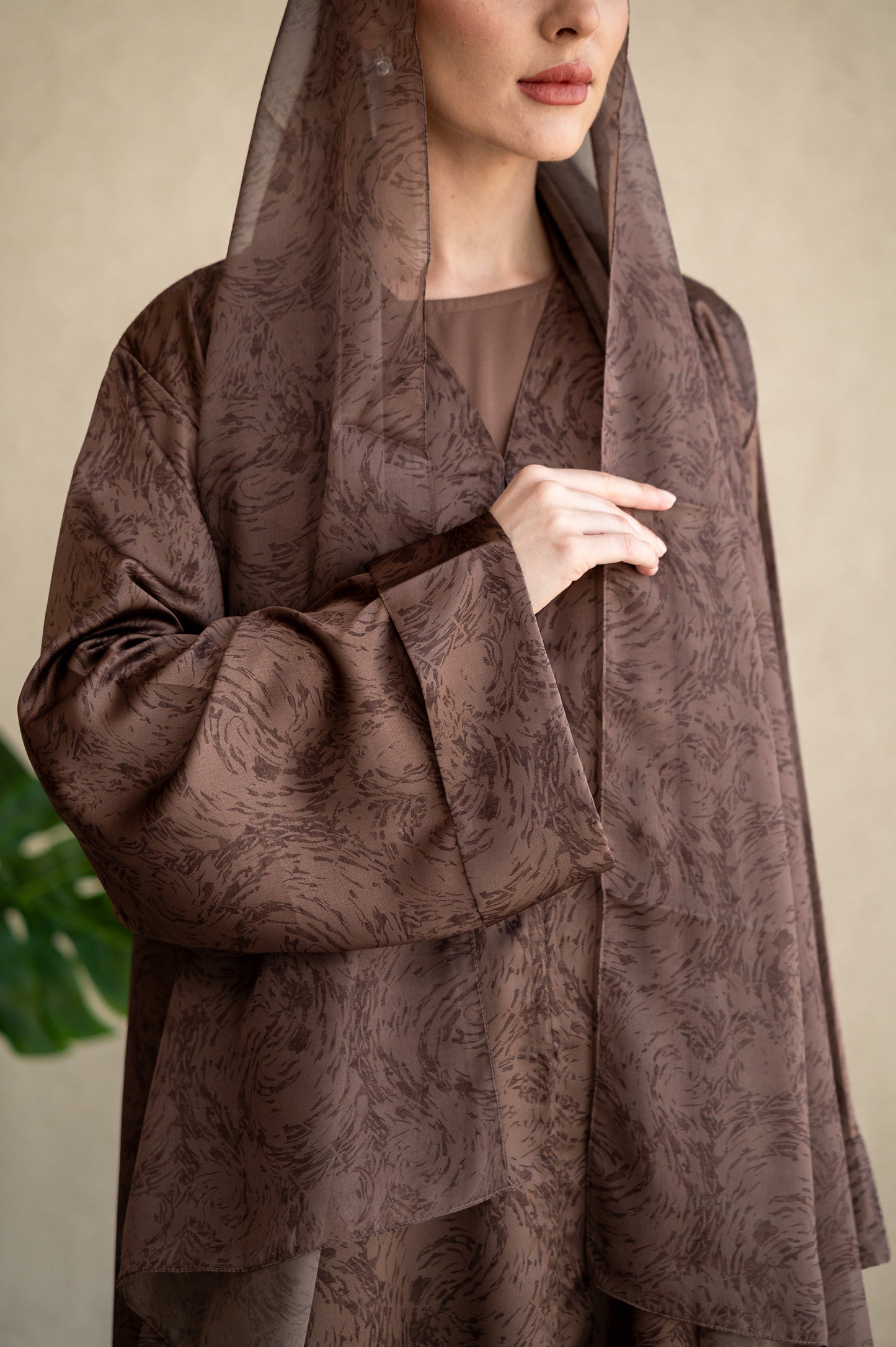 Mocha Swirl Silk Abaya
