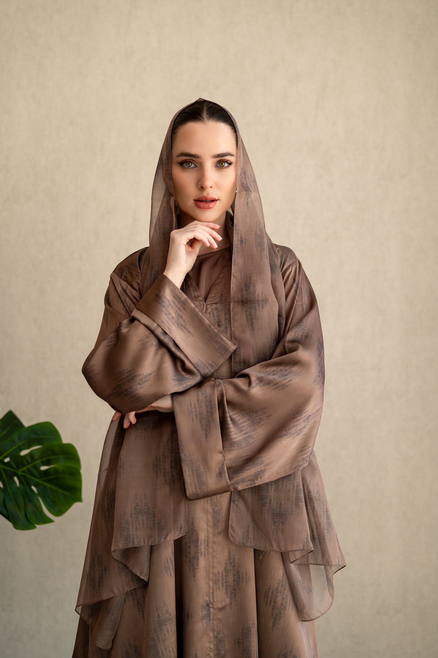 Bronze Brushstroke Silk Abaya