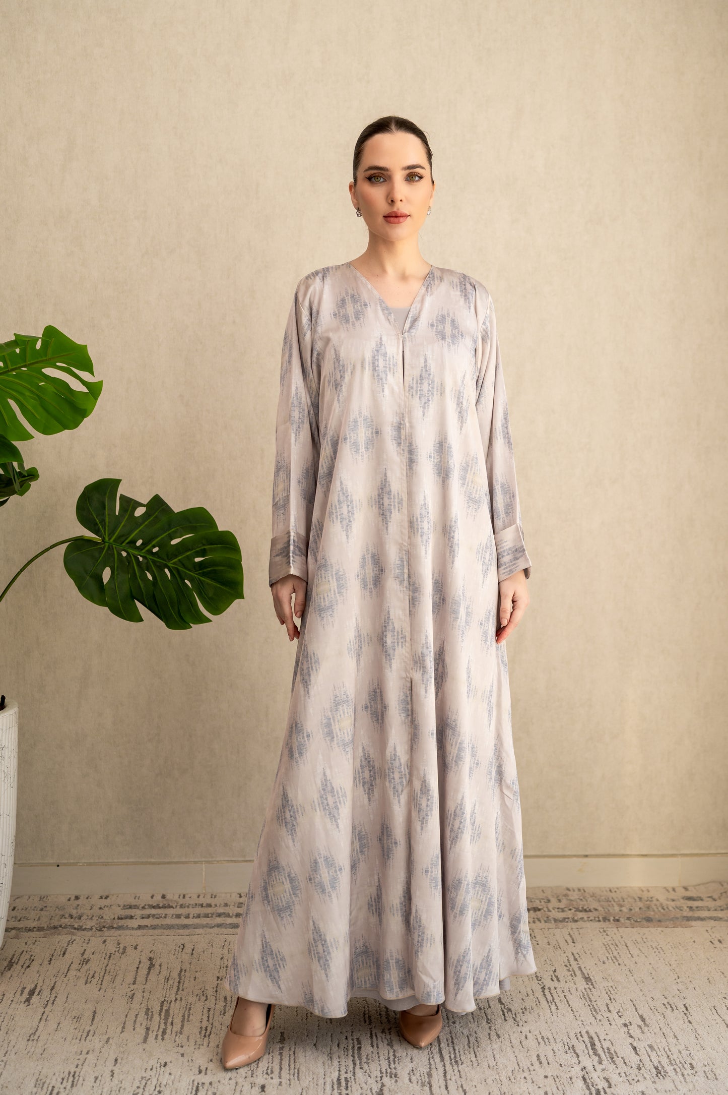 Misty Abstract Silk Abaya