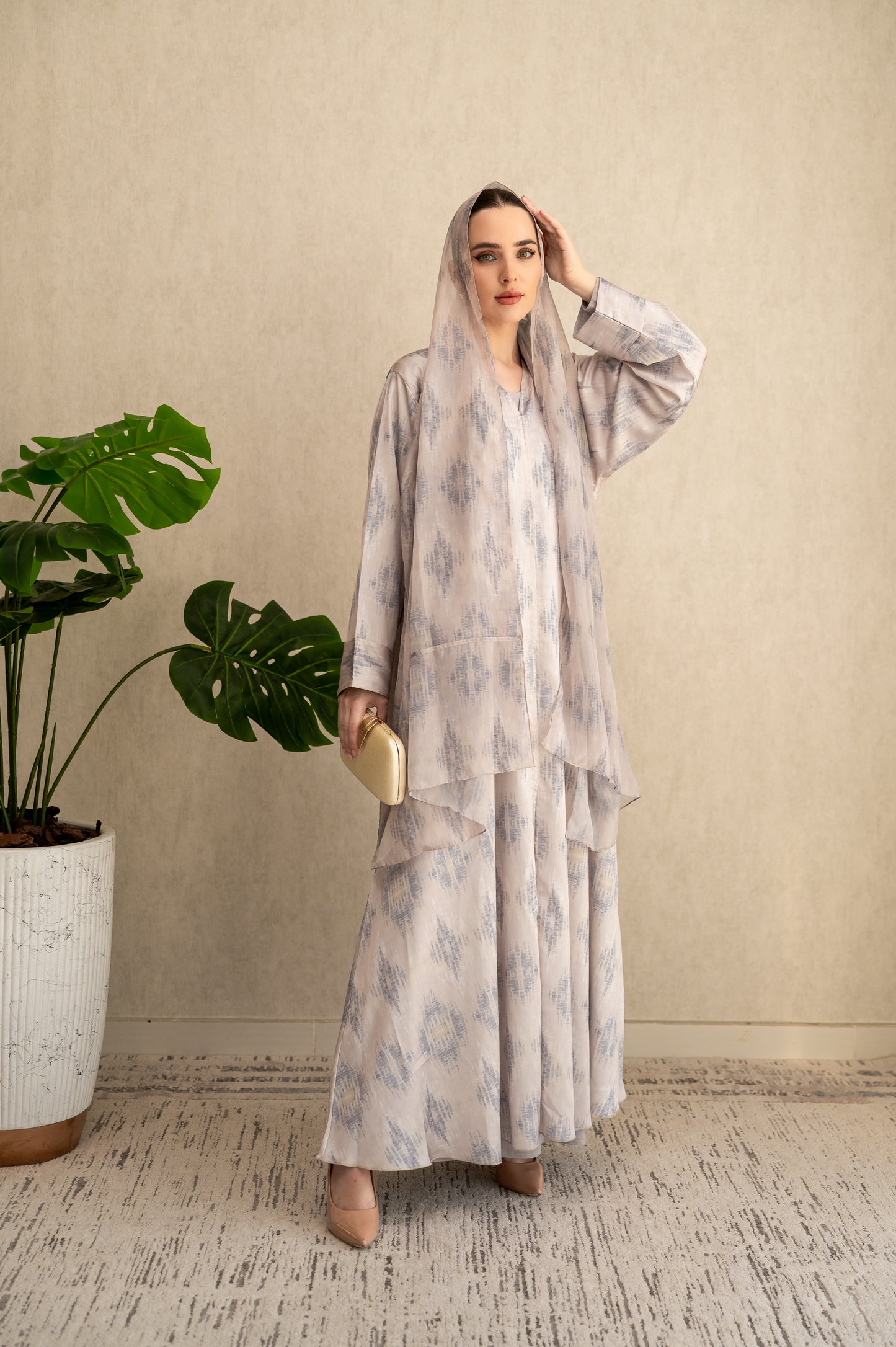 Misty Abstract Silk Abaya