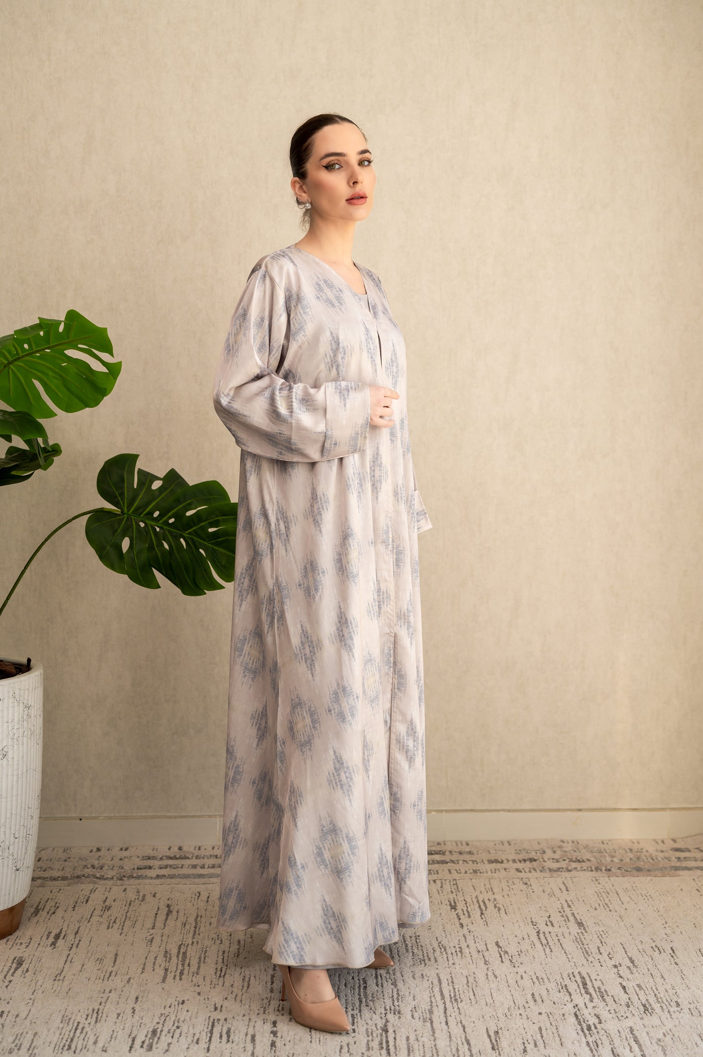 Misty Abstract Silk Abaya
