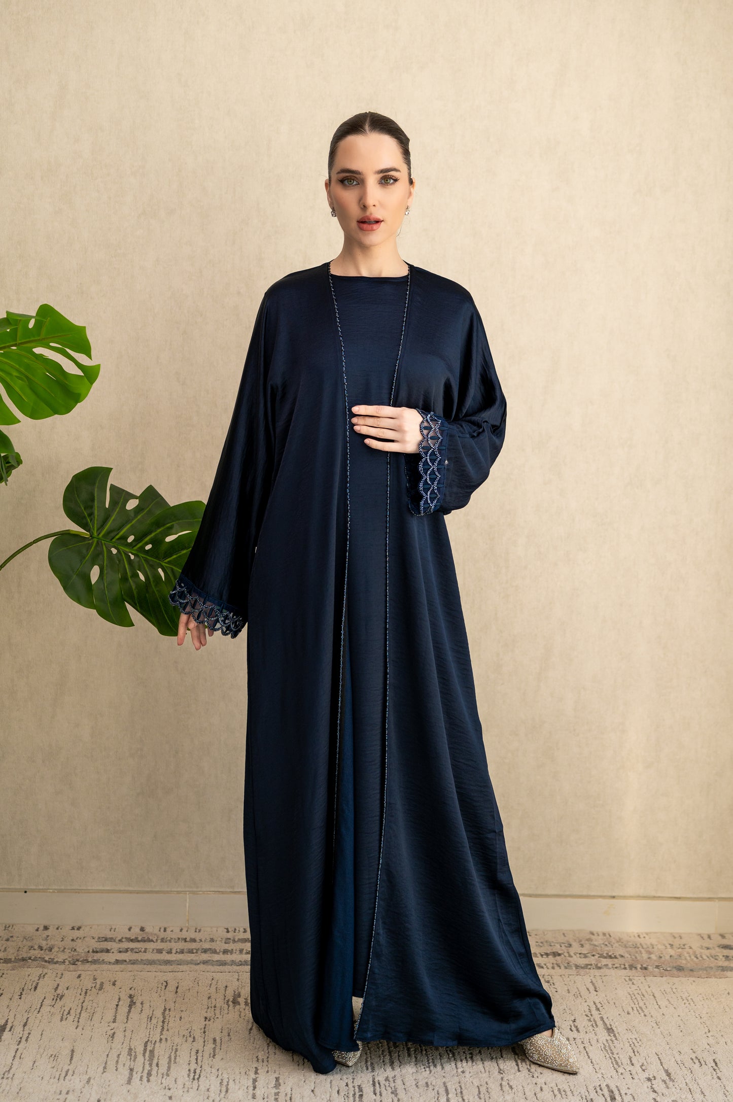 Twilight Stone-Trim Abaya Set