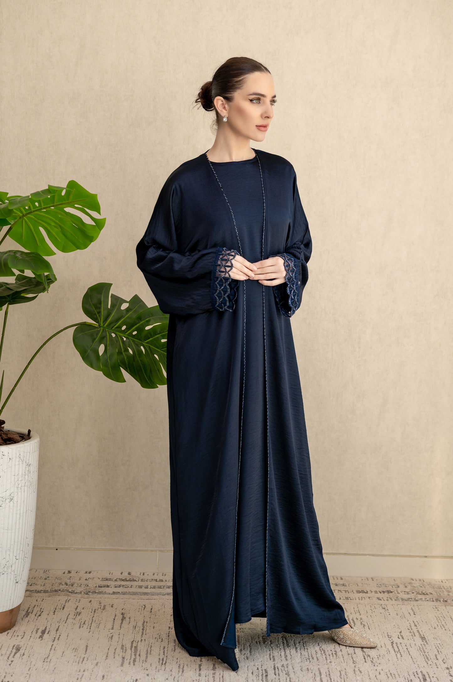 Twilight Stone-Trim Abaya Set