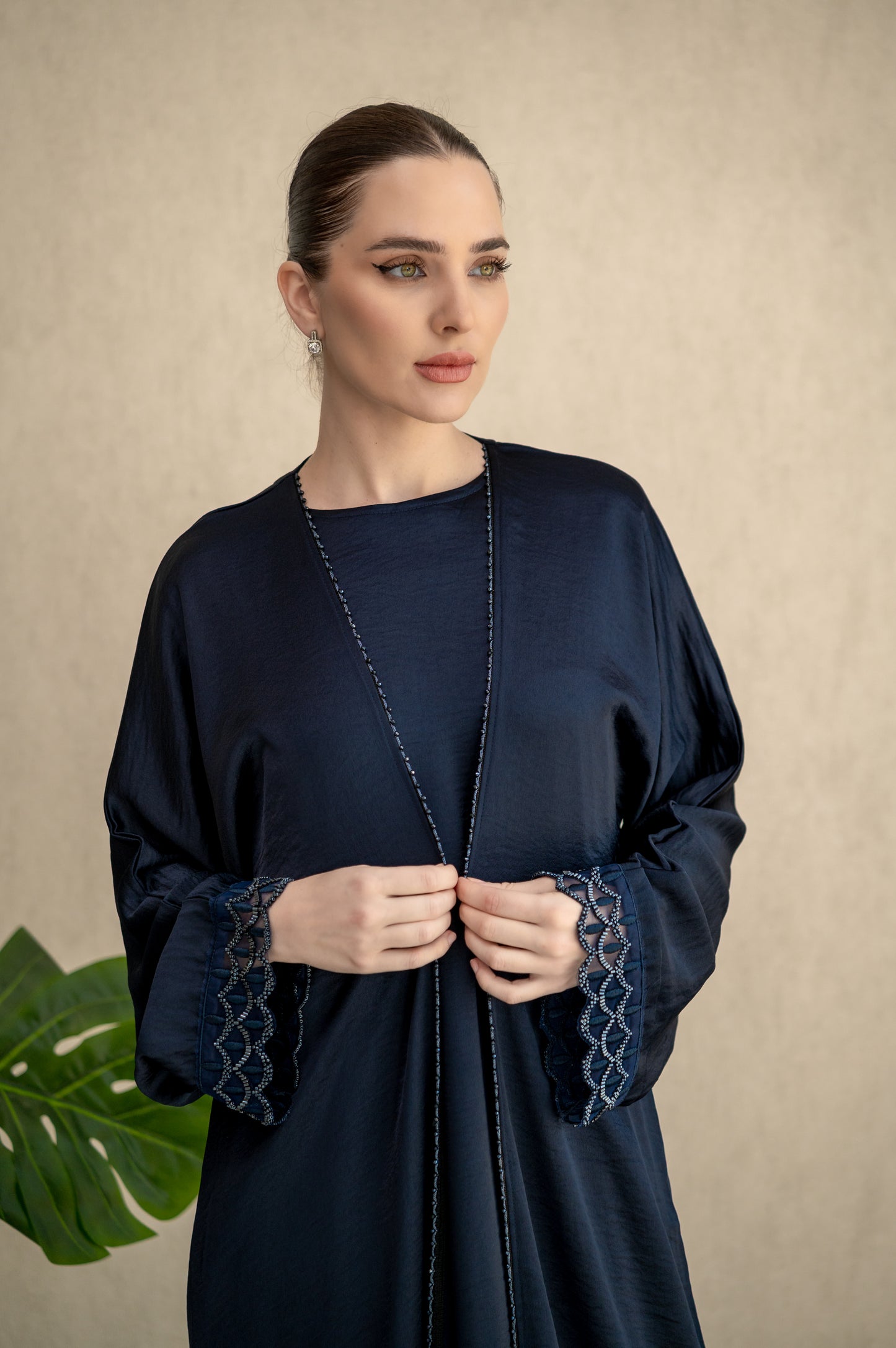 Twilight Stone-Trim Abaya Set