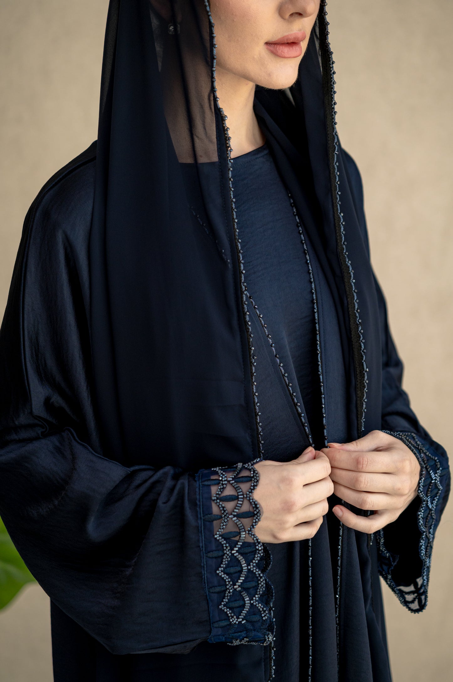 Twilight Stone-Trim Abaya Set