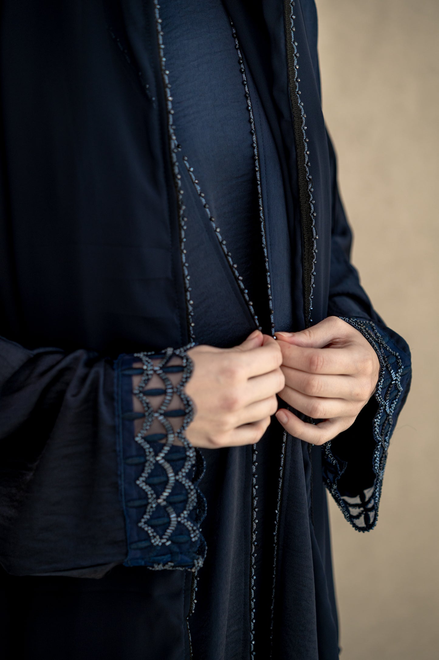 Twilight Stone-Trim Abaya Set
