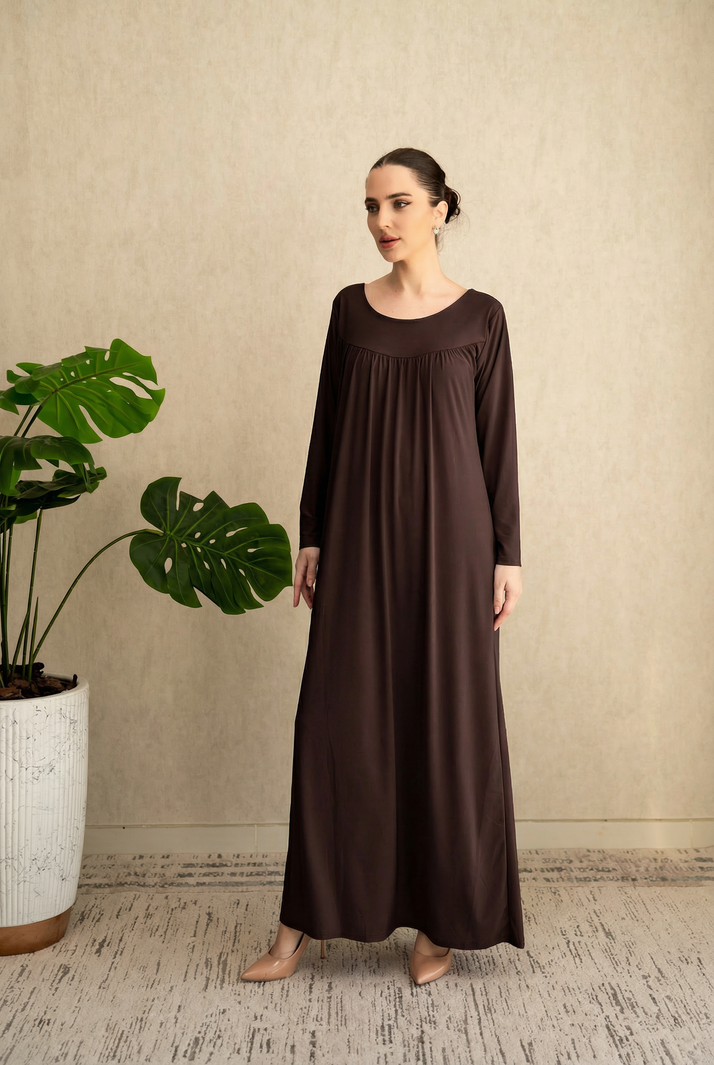 Premium Brown Jersey Maxi Dress- By Anorih Basics