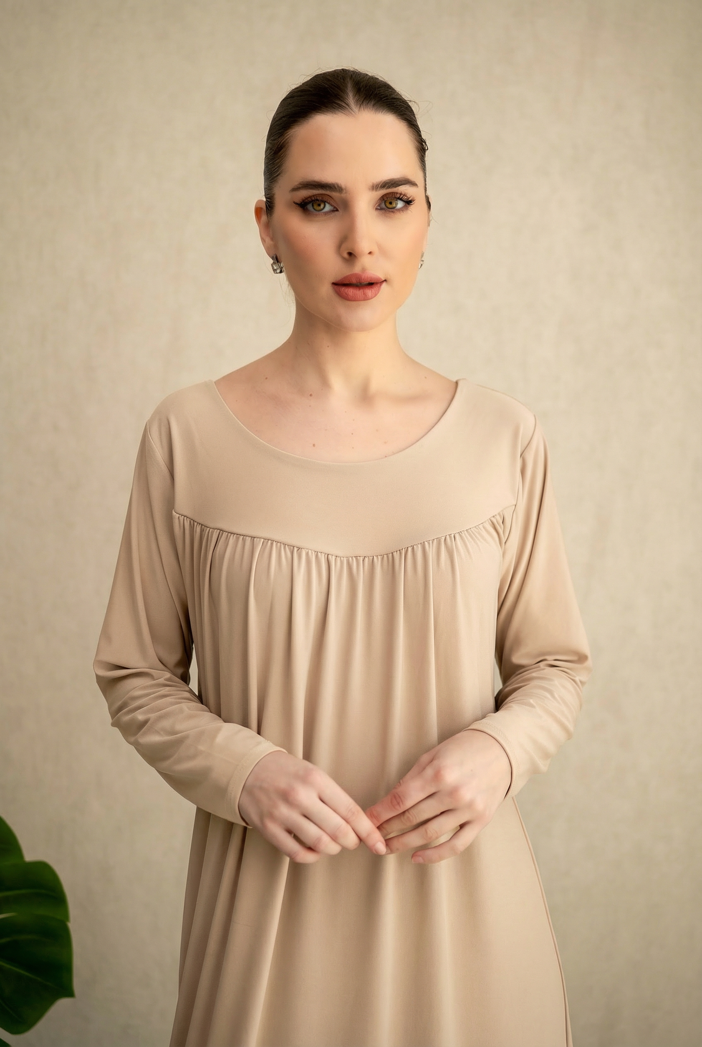 Premium Beige Jersey Maxi Dress- By Anorih Basics