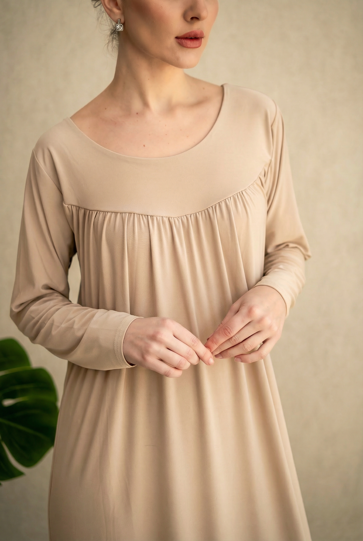 Premium Beige Jersey Maxi Dress- By Anorih Basics